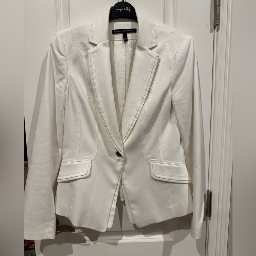 White House Black Market Women's White Single-Button Blazer